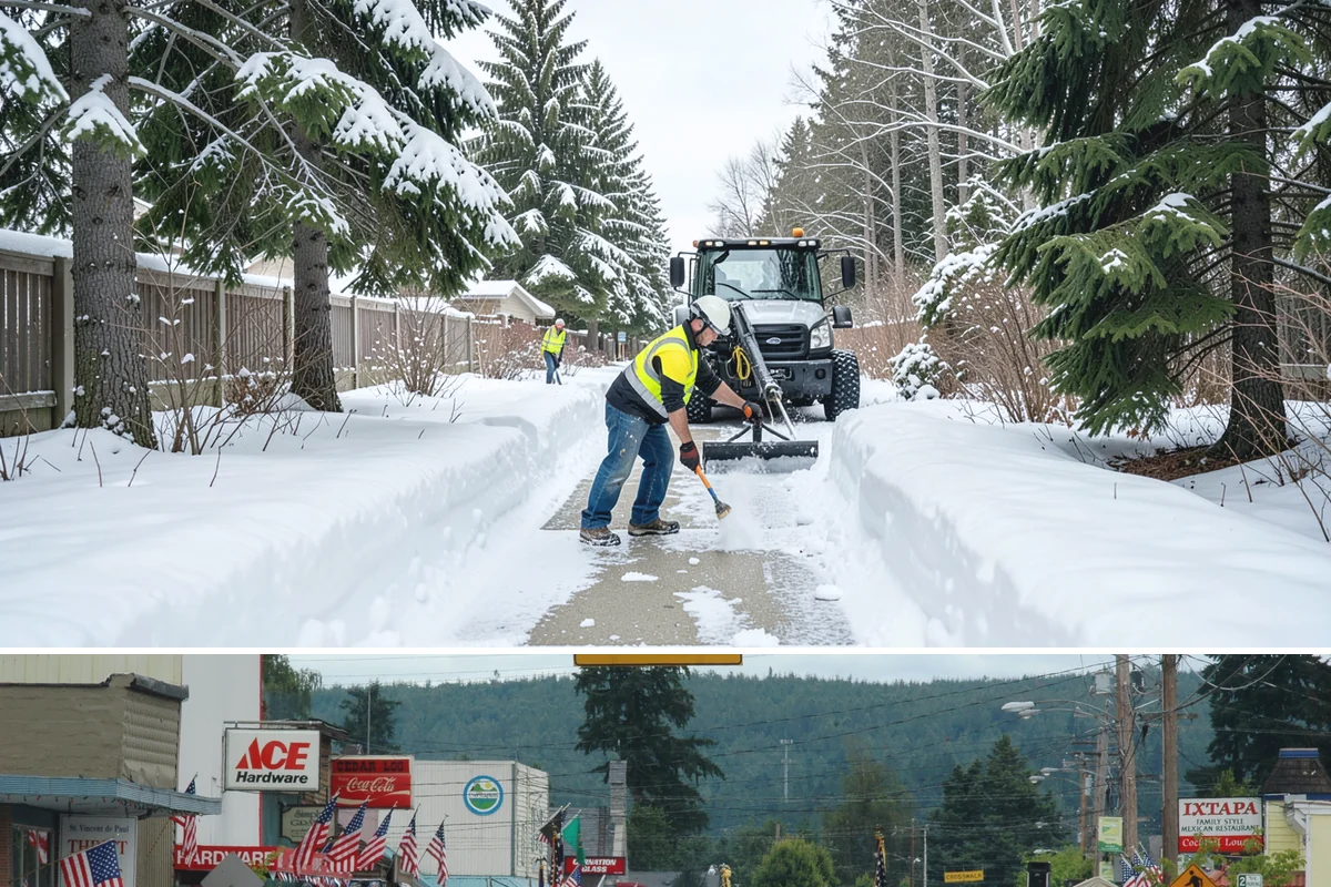 Gas Station Sidewalk Clearing in Carnation, King County, WA - Gas station demand is steady from late November through February, with 24-hour turnover keeping threshold ice a constant refreeze...