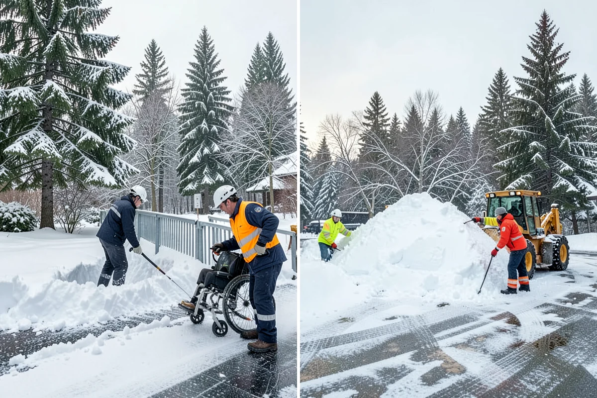 Gas Station Sidewalk Clearing in Clyde Hill, King County, WA - Clear the store entrance and threshold before it packs down
