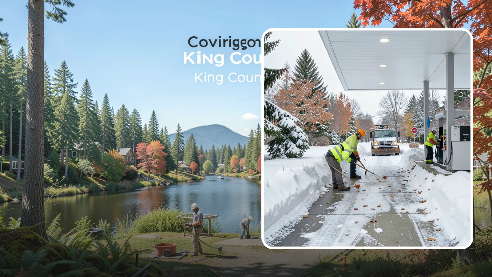 Gas Station Sidewalk Clearing in Covington, King County, WA - Store-entrance and pump-walk clearing for Western Washington gas stations, keeping the high-turnover foot traffic safe around the...