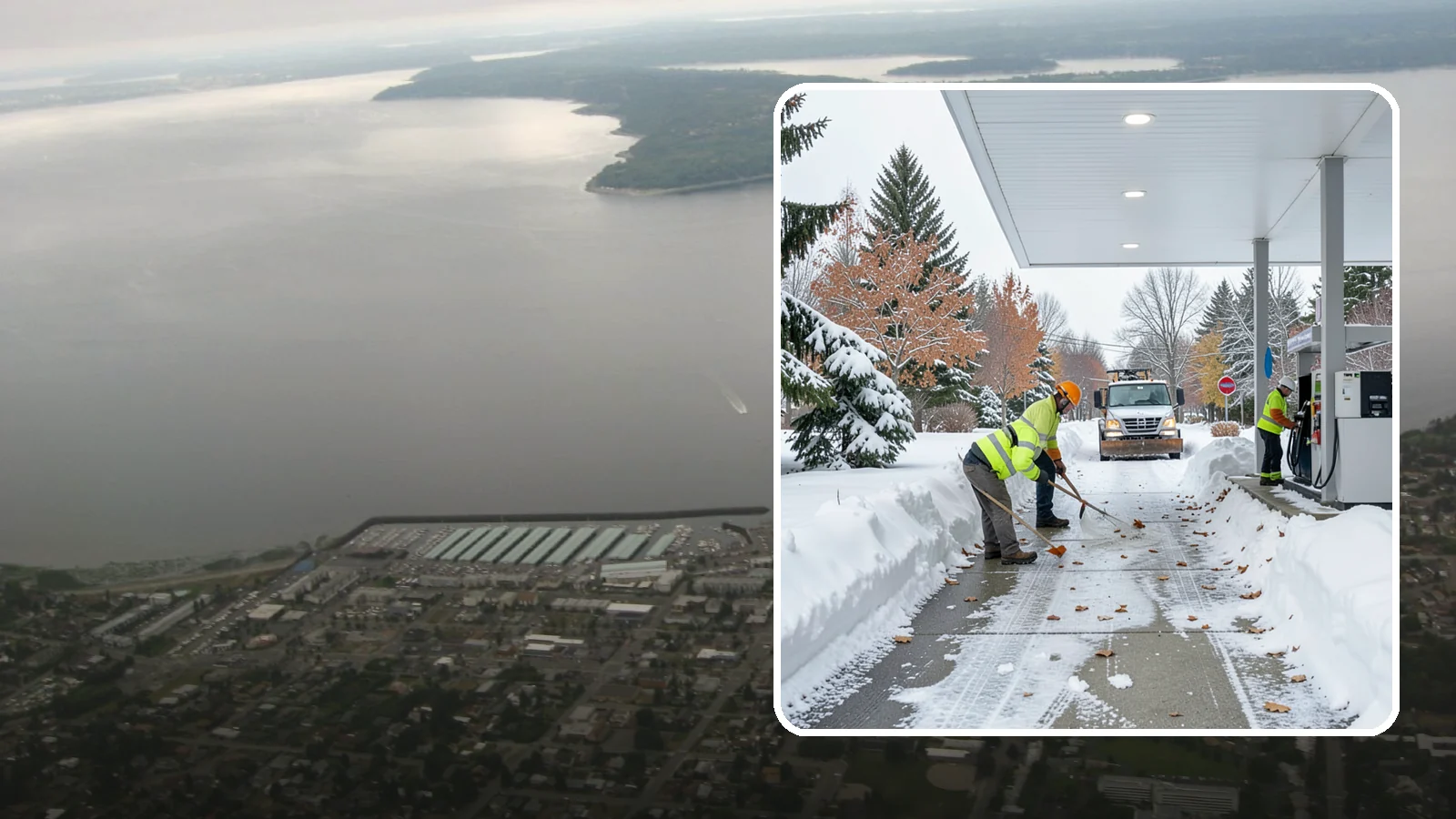 Gas Station Sidewalk Clearing in Des Moines, King County, WA - Store-entrance and pump-walk clearing for Western Washington gas stations, keeping the high-turnover foot traffic safe around the...