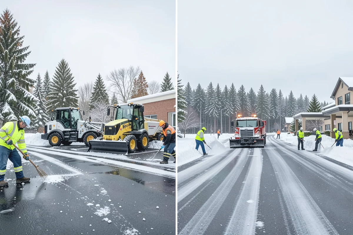 Gas Station Sidewalk Clearing in Des Moines, King County, WA - Clear the store entrance and threshold before it packs down
