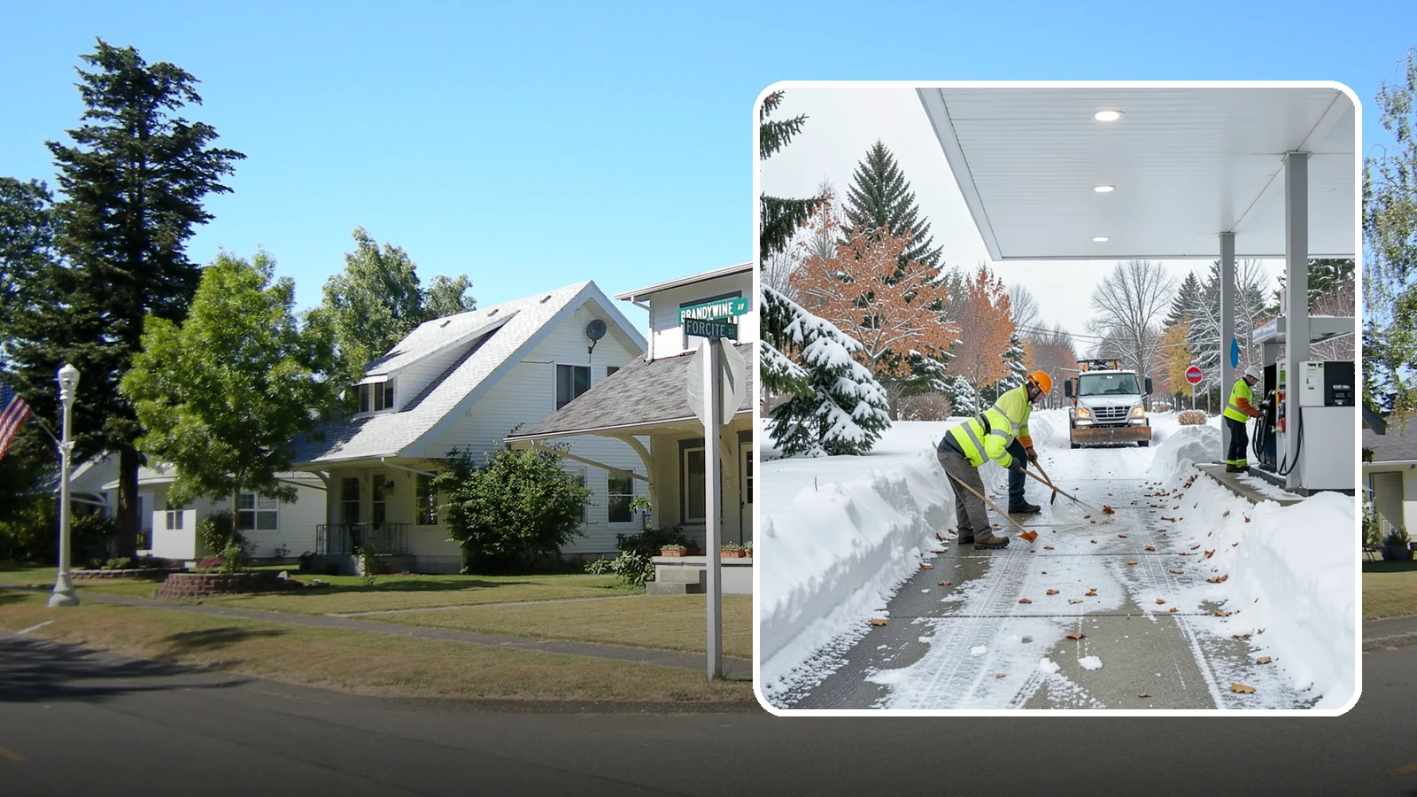 Gas Station Sidewalk Clearing in DuPont, Pierce County, WA - Store-entrance and pump-walk clearing for Western Washington gas stations, keeping the high-turnover foot traffic safe around the...