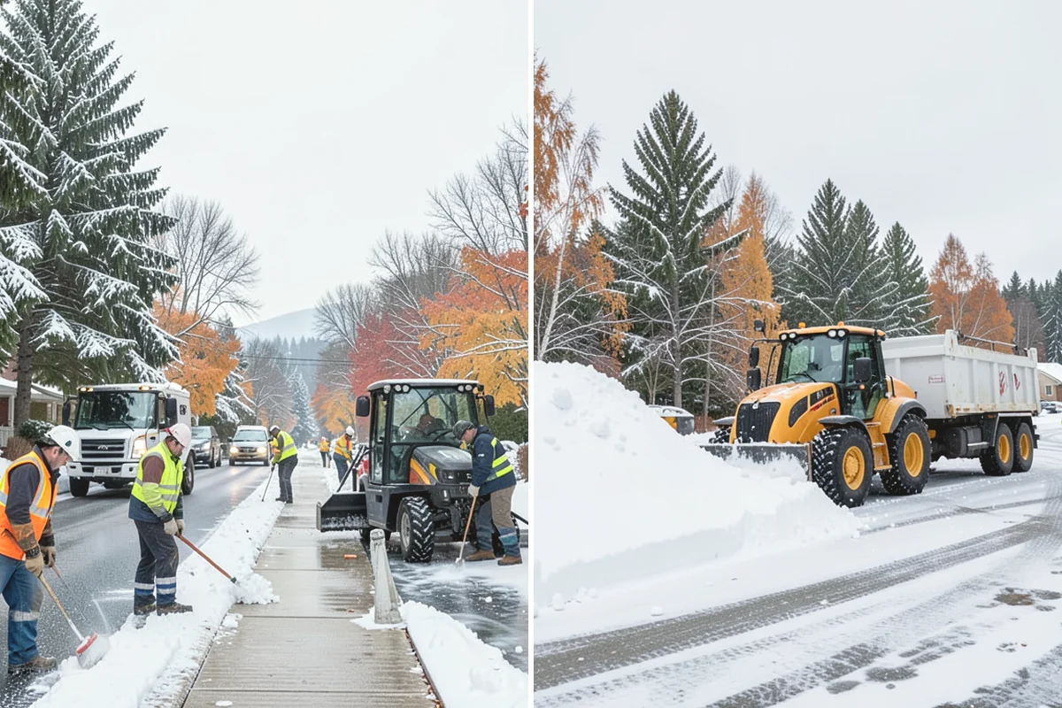 Gas Station Sidewalk Clearing in Duvall, King County, WA - Clear the store entrance and threshold before it packs down