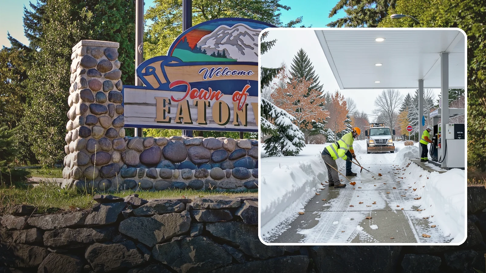Gas Station Sidewalk Clearing in Eatonville, Pierce County, WA - Store-entrance and pump-walk clearing for Western Washington gas stations, keeping the high-turnover foot traffic safe around the...