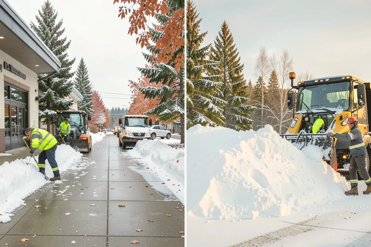 Gas Station Sidewalk Clearing in Eatonville, Pierce County, WA - Clear the store entrance and threshold before it packs down