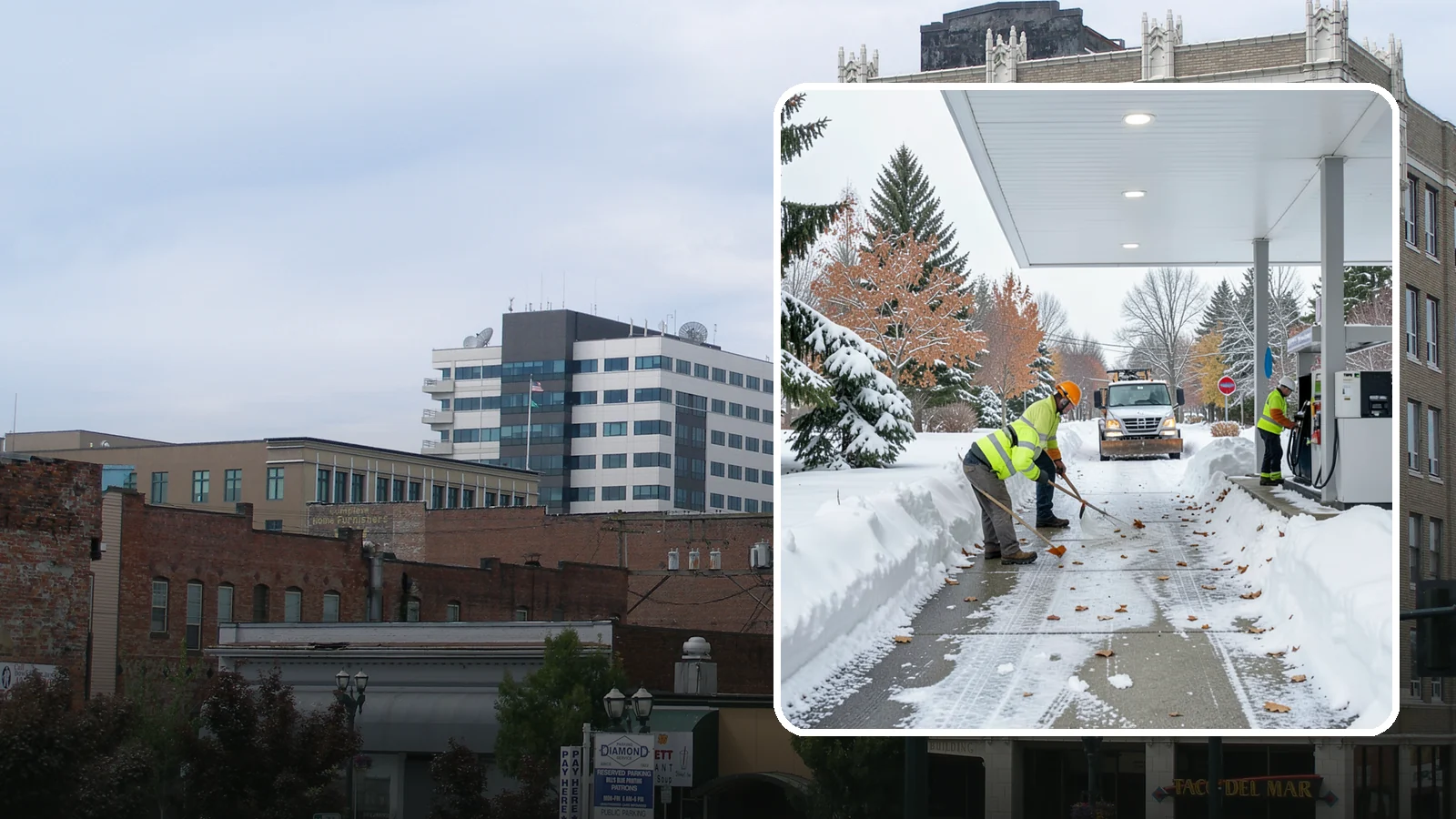 Gas Station Sidewalk Clearing in Everett, Snohomish County, WA - Store-entrance and pump-walk clearing for Western Washington gas stations, keeping the high-turnover foot traffic safe around the...
