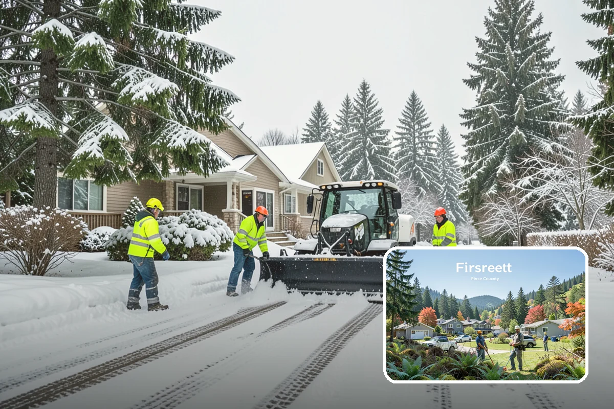 Gas Station Sidewalk Clearing in Fircrest, Pierce County, WA - Store entrance and pump-island walks kept clear around the clock