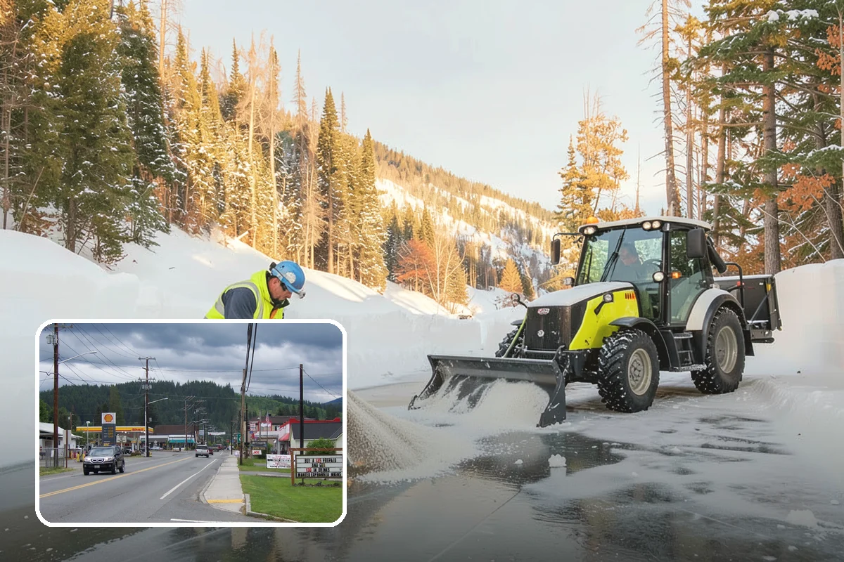 Gas Station Sidewalk Clearing in Granite Falls, Snohomish County, WA - Store entrance and pump-island walks kept clear around the clock
