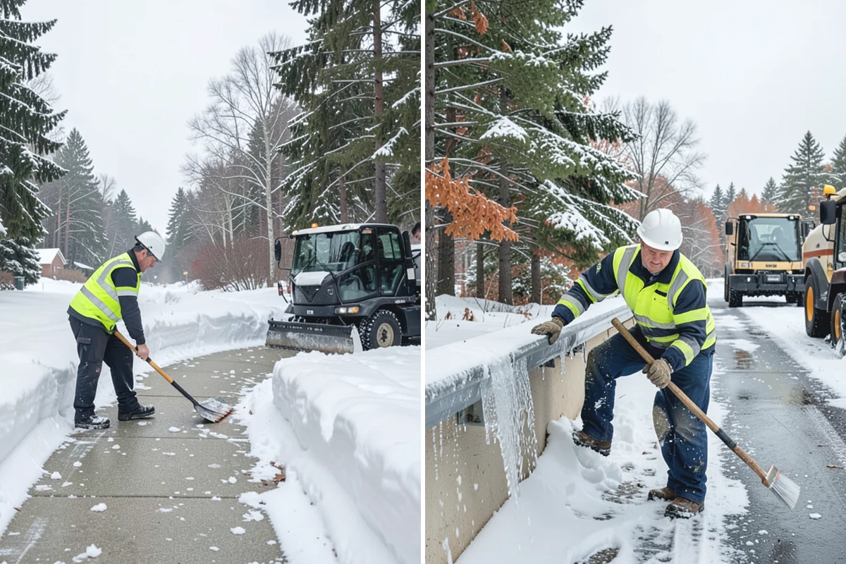 Gas Station Sidewalk Clearing in Granite Falls, Snohomish County, WA - Clear the store entrance and threshold before it packs down