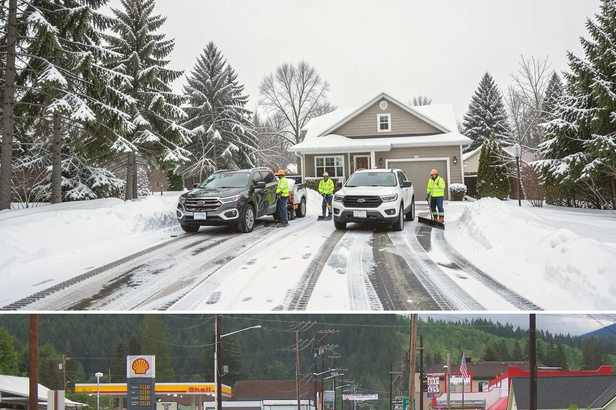 Gas Station Sidewalk Clearing in Granite Falls, Snohomish County, WA - Gas station demand is steady from late November through February, with 24-hour turnover keeping threshold ice a constant refreeze...