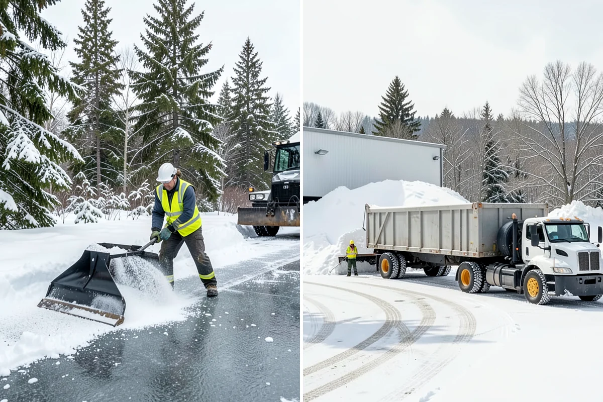 Gas Station Sidewalk Clearing in Hunts Point, King County, WA - Clear the store entrance and threshold before it packs down