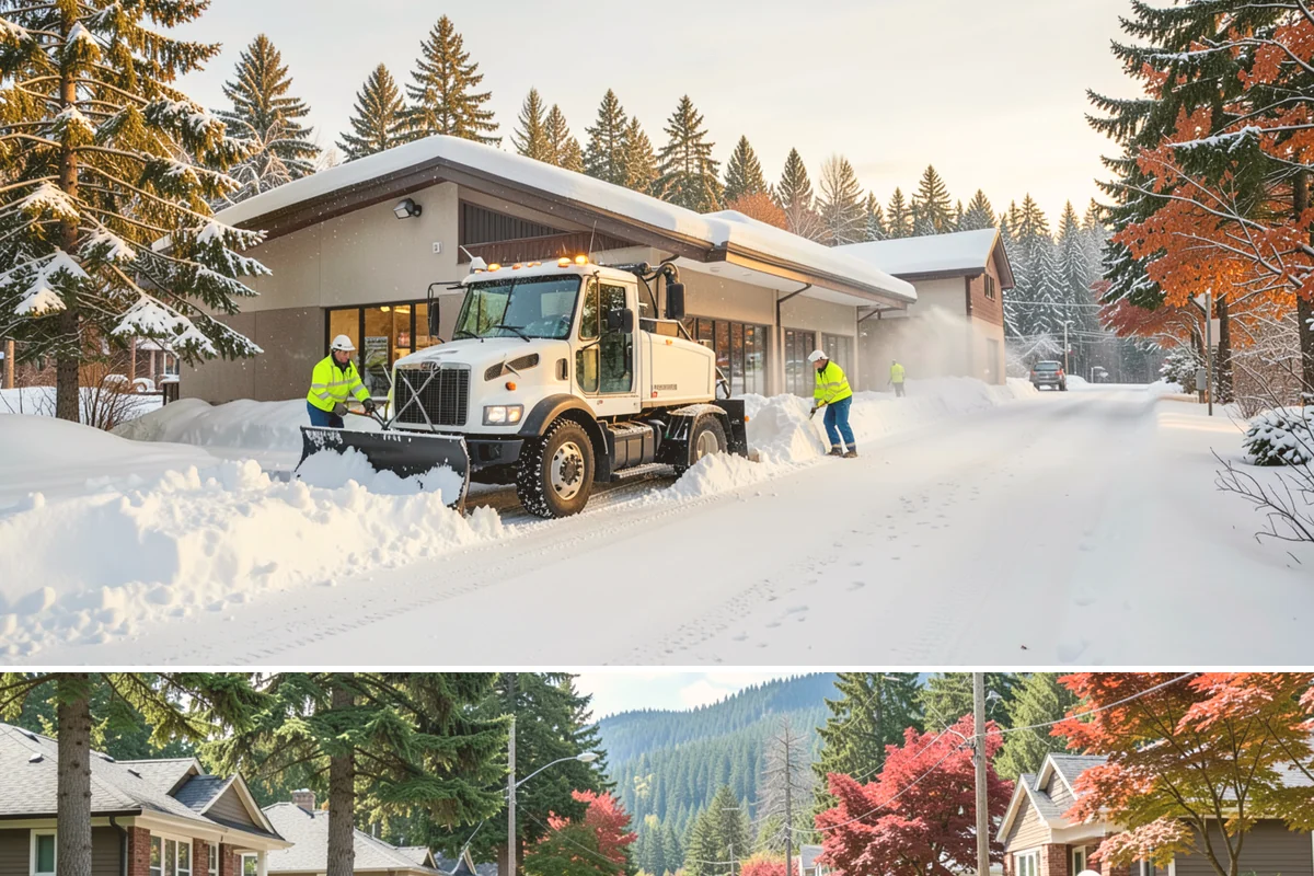 Gas Station Sidewalk Clearing in Hunts Point, King County, WA - Gas station demand is steady from late November through February, with 24-hour turnover keeping threshold ice a constant refreeze...