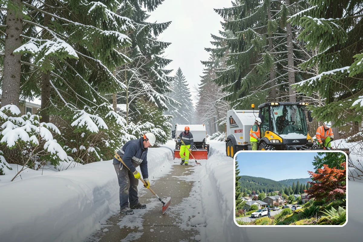 Gas Station Sidewalk Clearing in Index, Snohomish County, WA - Store entrance and pump-island walks kept clear around the clock