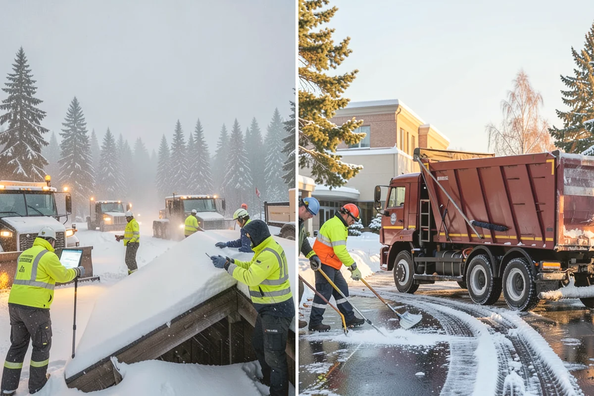 Gas Station Sidewalk Clearing in Issaquah, King County, WA - Clear the store entrance and threshold before it packs down