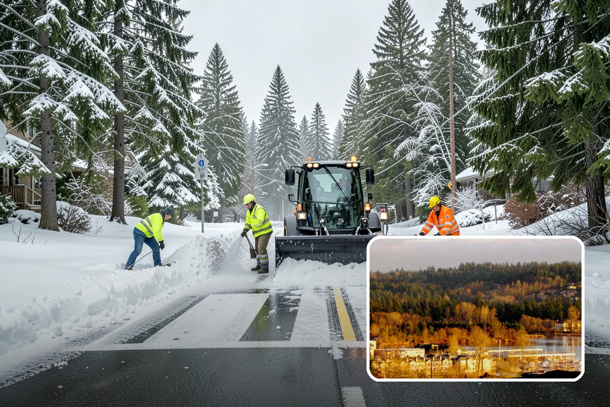 Gas Station Sidewalk Clearing in Kenmore, King County, WA - Store entrance and pump-island walks kept clear around the clock