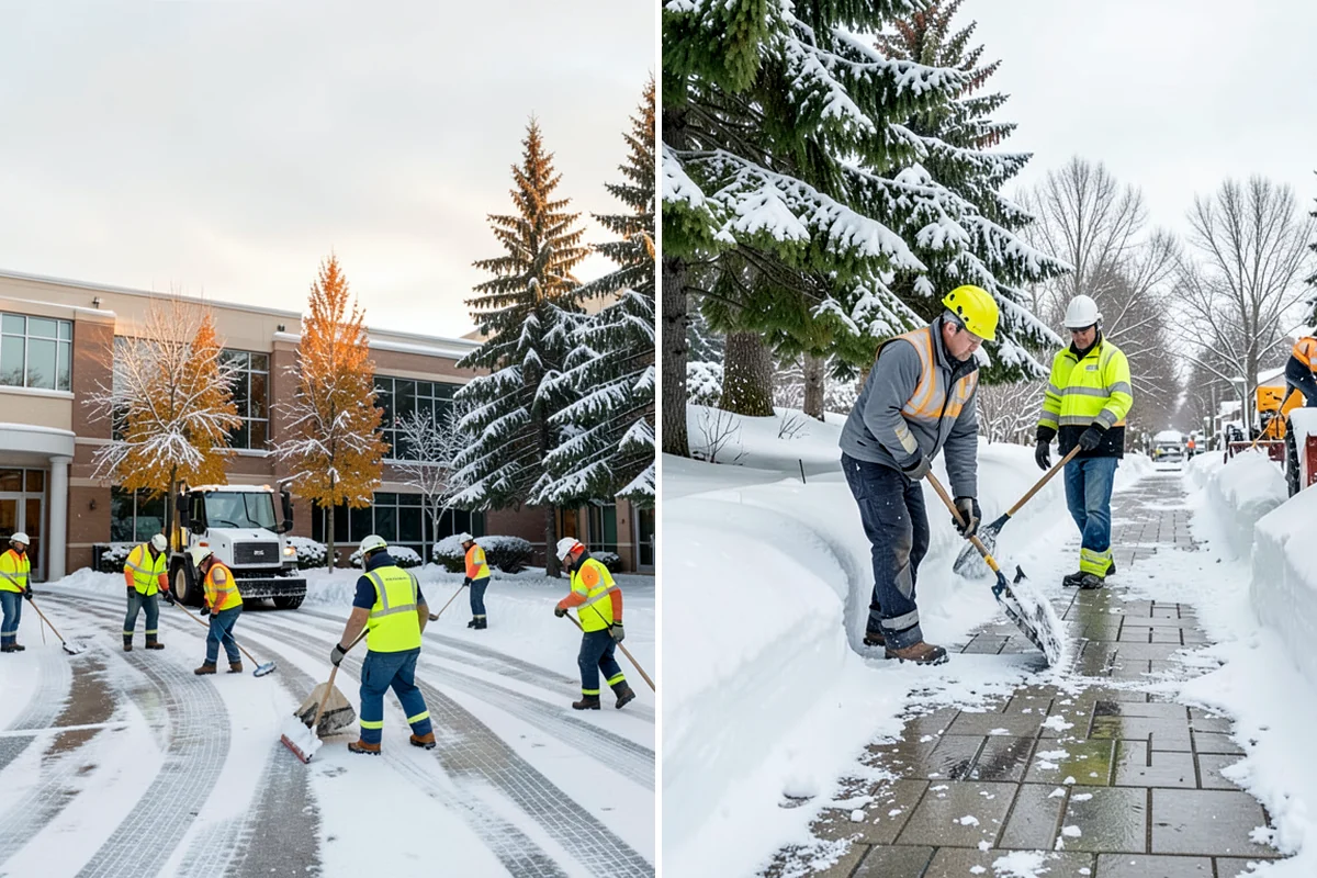 Gas Station Sidewalk Clearing in Kenmore, King County, WA - Clear the store entrance and threshold before it packs down