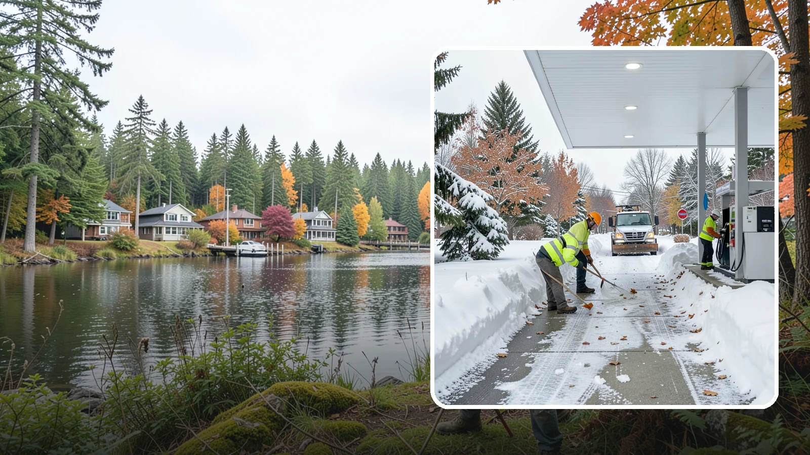 Gas Station Sidewalk Clearing in La Conner, Skagit County, WA - Store-entrance and pump-walk clearing for Western Washington gas stations, keeping the high-turnover foot traffic safe around the...
