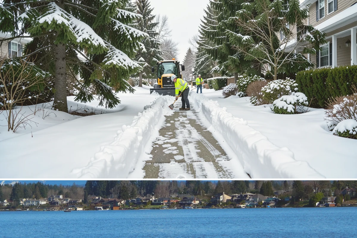 Gas Station Sidewalk Clearing in Lake Stevens, Snohomish County, WA - Gas station demand is steady from late November through February, with 24-hour turnover keeping threshold ice a constant refreeze...