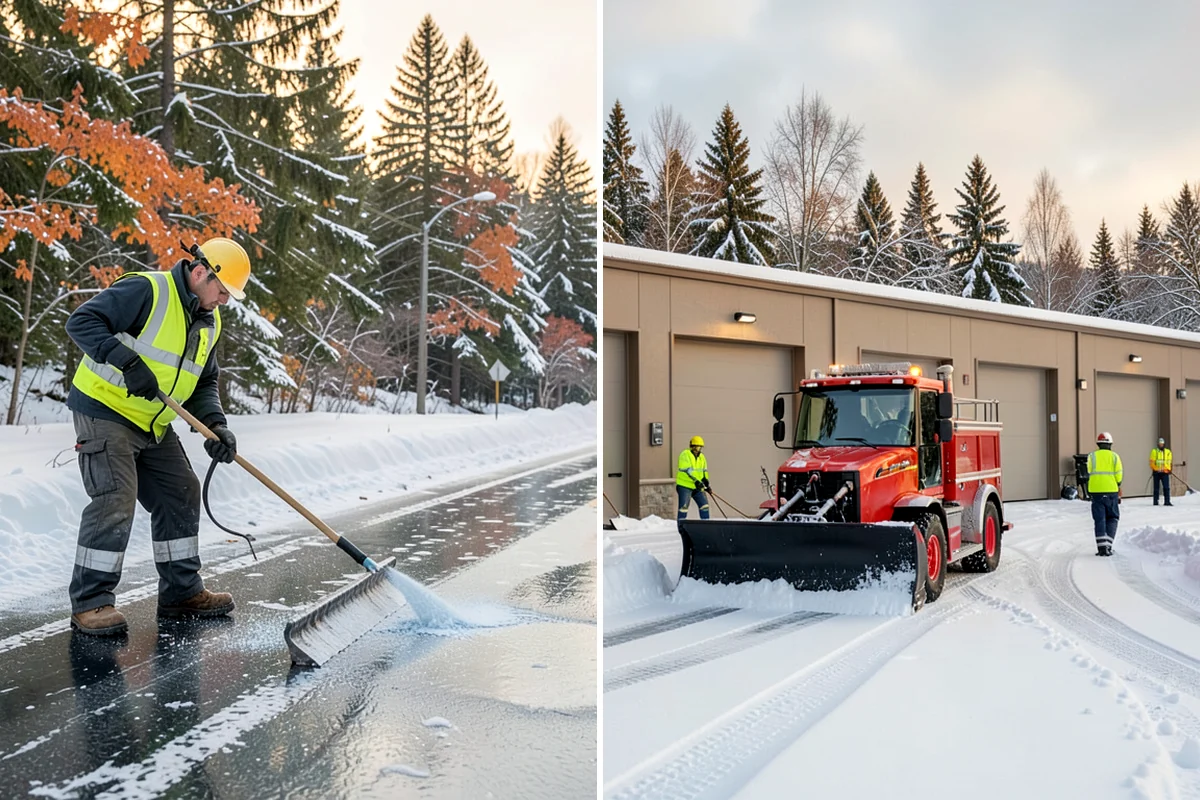 Gas Station Sidewalk Clearing in Lakewood, Pierce County, WA - Clear the store entrance and threshold before it packs down