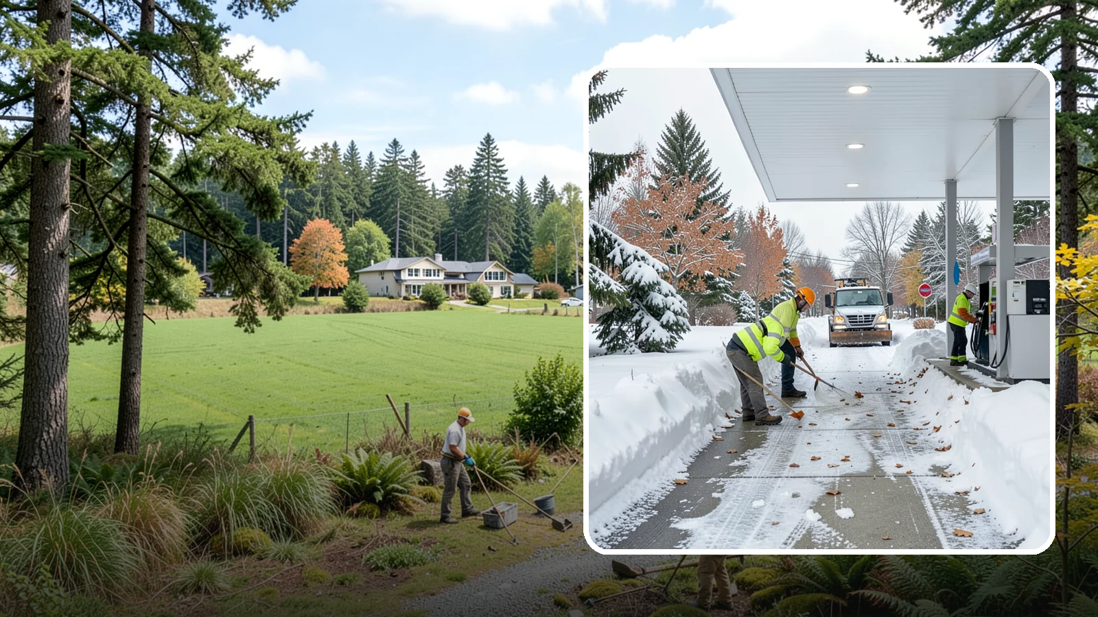 Gas Station Sidewalk Clearing in Lyman, Skagit County, WA - Store-entrance and pump-walk clearing for Western Washington gas stations, keeping the high-turnover foot traffic safe around the...