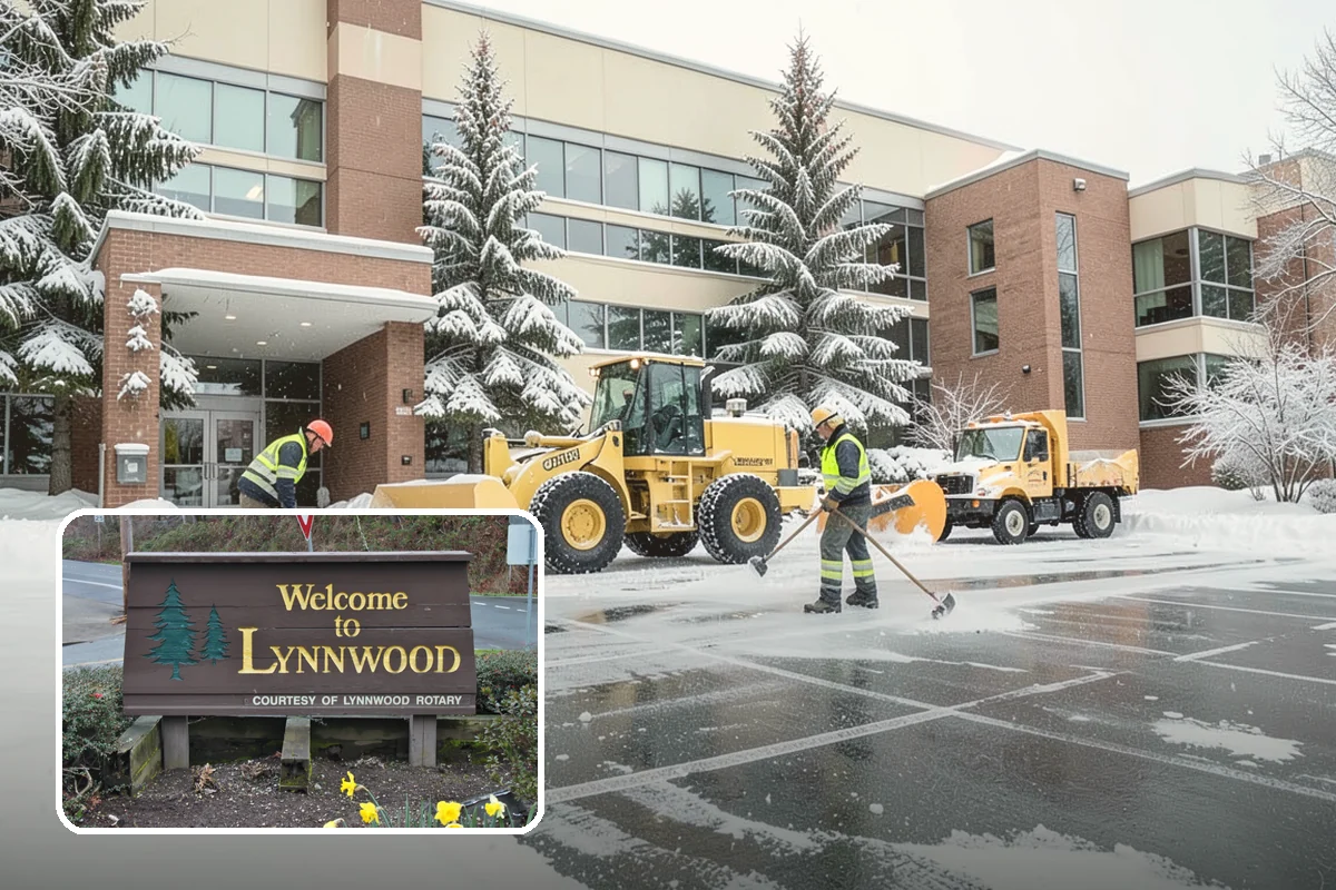 Gas Station Sidewalk Clearing in Lynnwood, Snohomish County, WA - Store entrance and pump-island walks kept clear around the clock