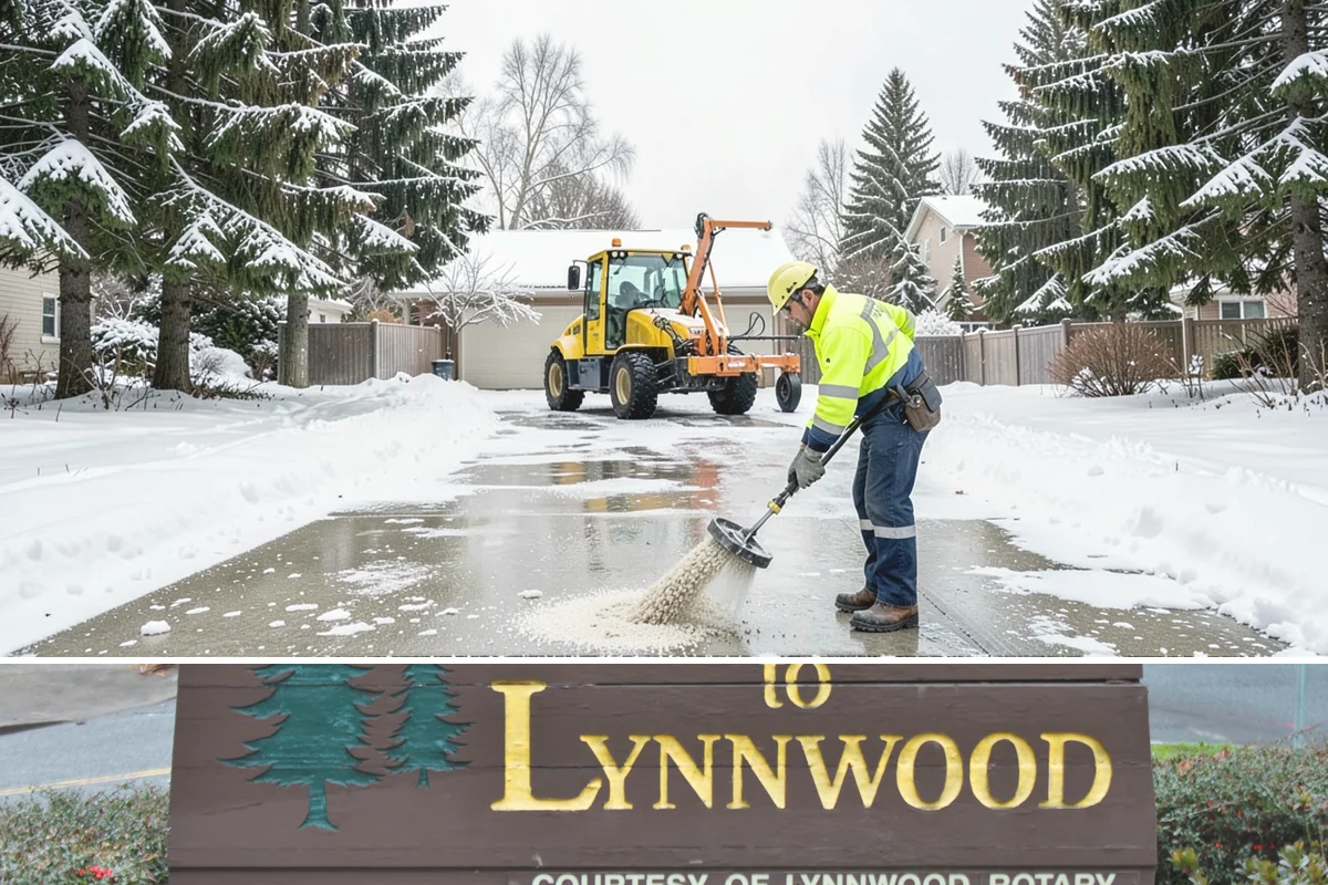 Gas Station Sidewalk Clearing in Lynnwood, Snohomish County, WA - Gas station demand is steady from late November through February, with 24-hour turnover keeping threshold ice a constant refreeze...