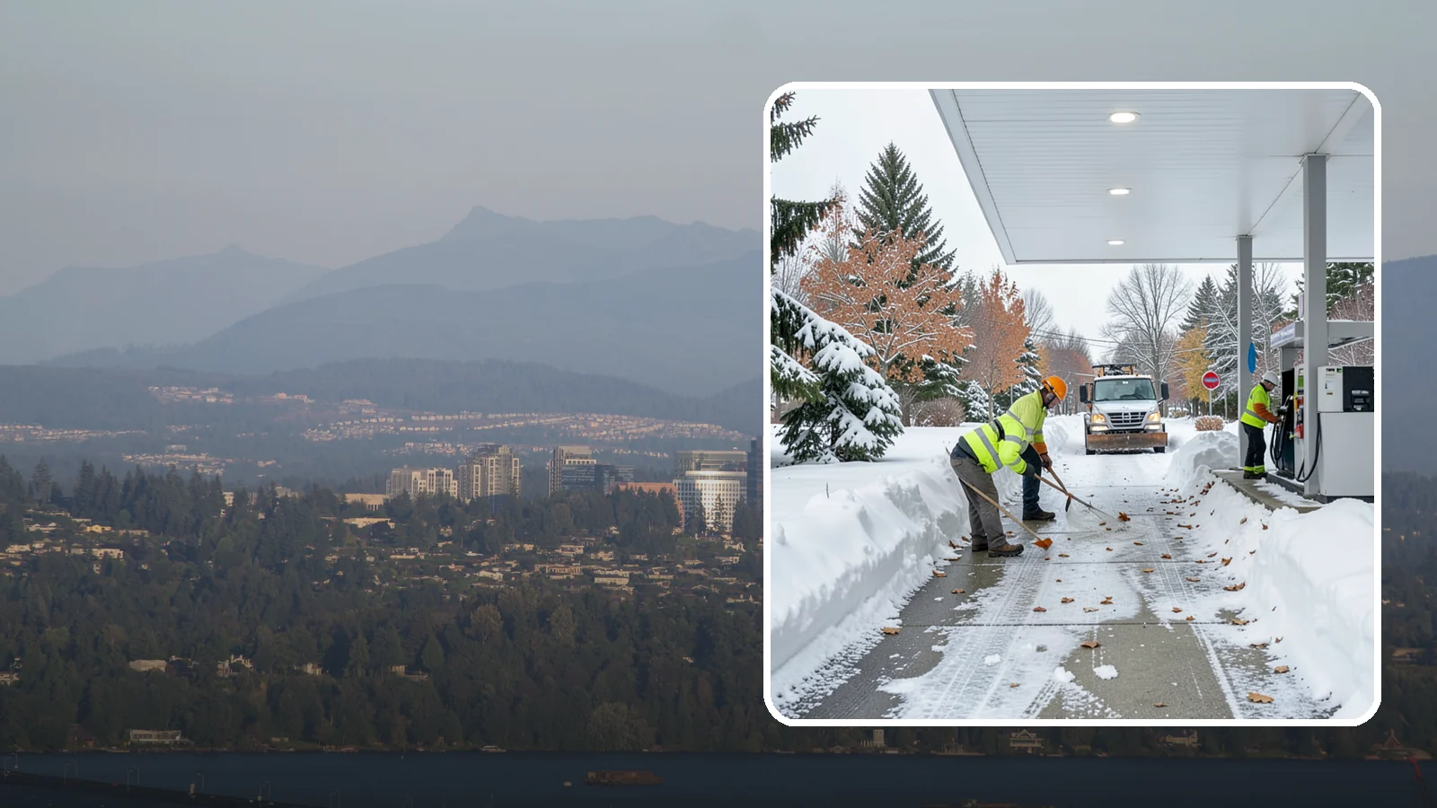 Gas Station Sidewalk Clearing in Medina, King County, WA - Store-entrance and pump-walk clearing for Western Washington gas stations, keeping the high-turnover foot traffic safe around the...