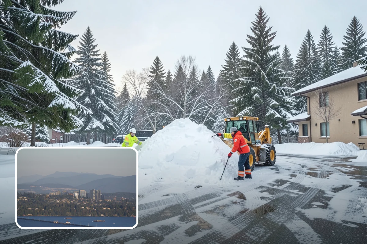 Gas Station Sidewalk Clearing in Medina, King County, WA - Store entrance and pump-island walks kept clear around the clock