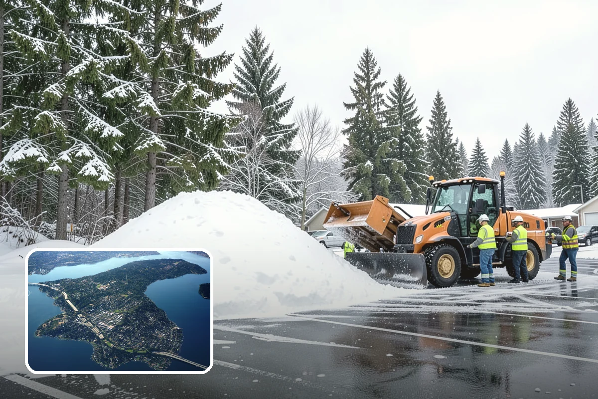 Gas Station Sidewalk Clearing in Mercer Island, King County, WA - Store entrance and pump-island walks kept clear around the clock