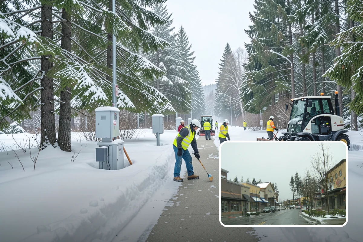 Gas Station Sidewalk Clearing in Mill Creek, Snohomish County, WA - Store entrance and pump-island walks kept clear around the clock