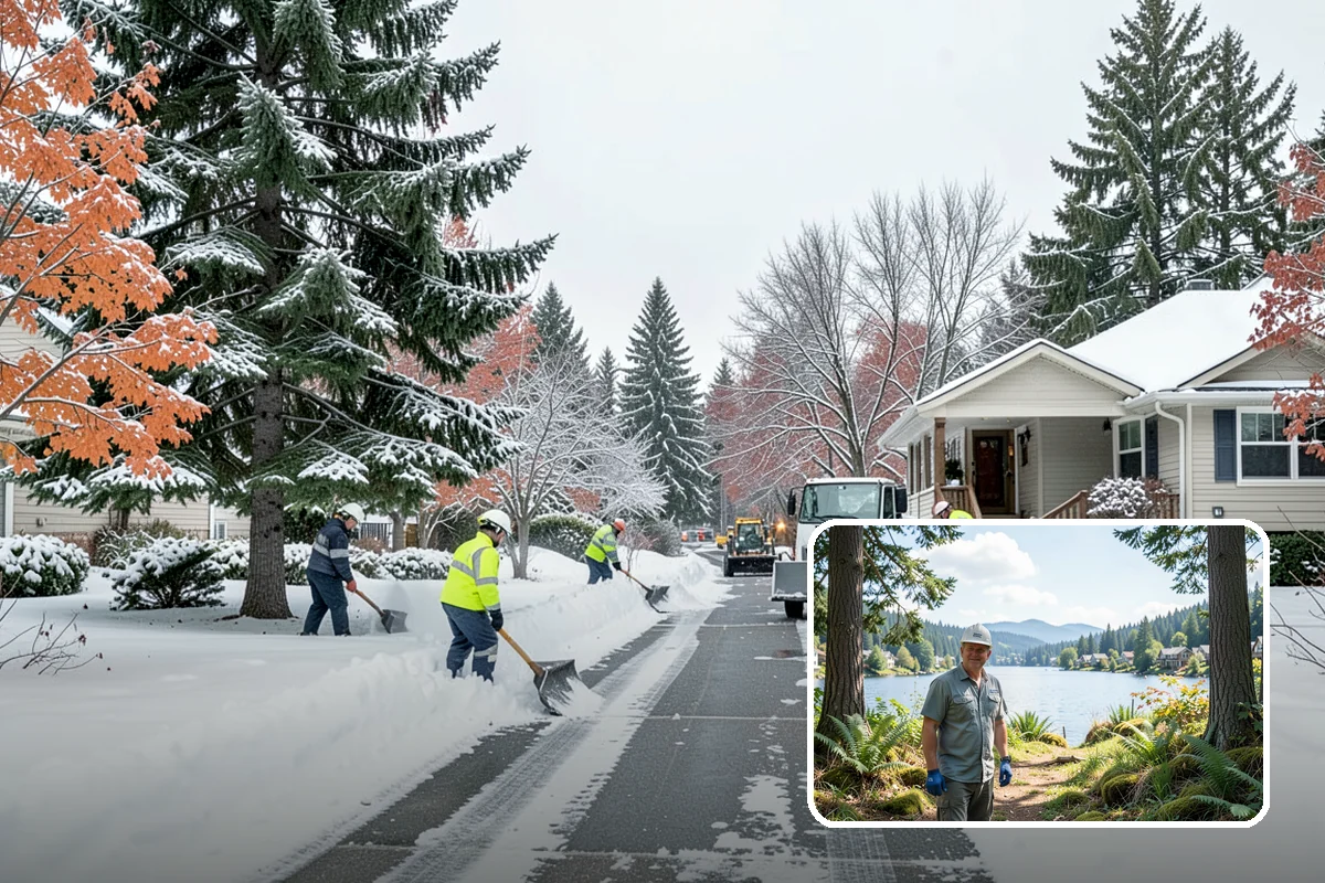 Gas Station Sidewalk Clearing in Milton, King County, WA - Store entrance and pump-island walks kept clear around the clock