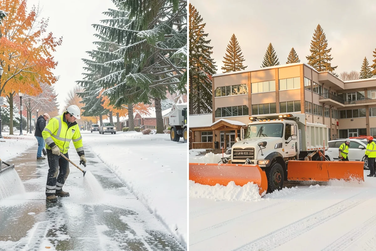 Gas Station Sidewalk Clearing in Milton, King County, WA - Clear the store entrance and threshold before it packs down