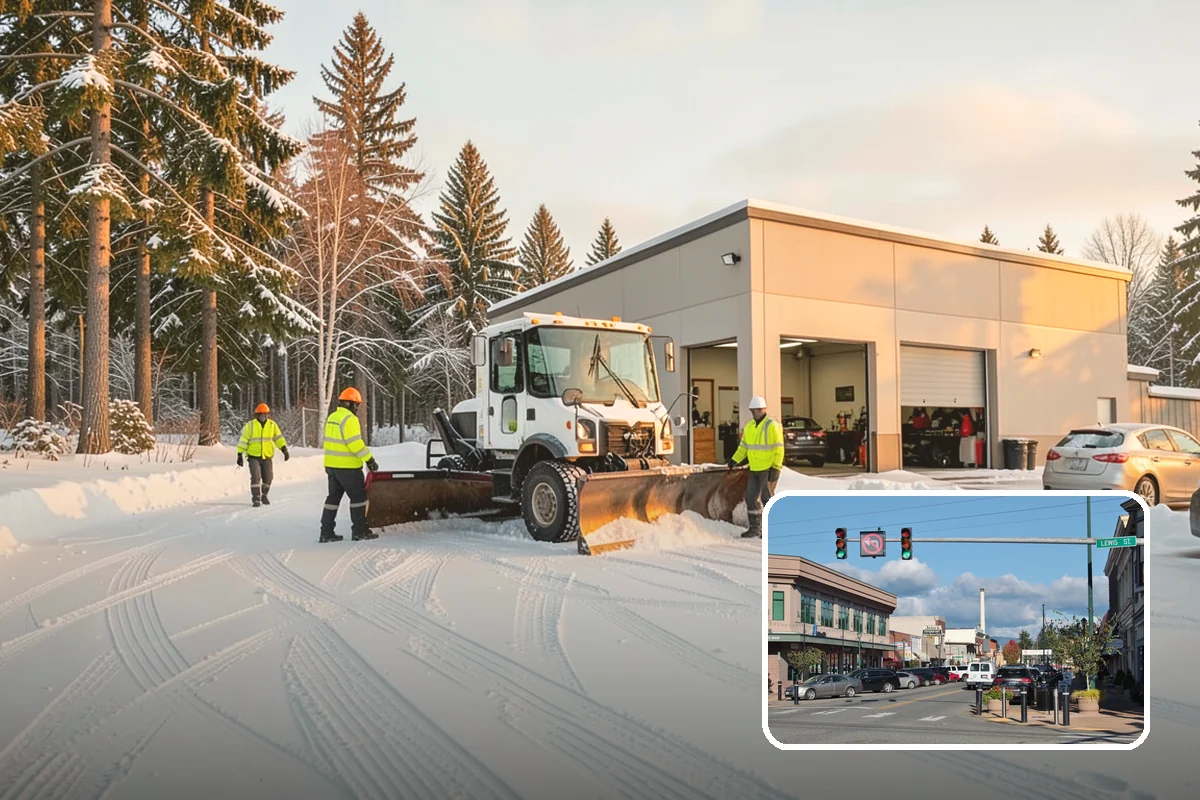 Gas Station Sidewalk Clearing in Monroe, Snohomish County, WA - Store entrance and pump-island walks kept clear around the clock