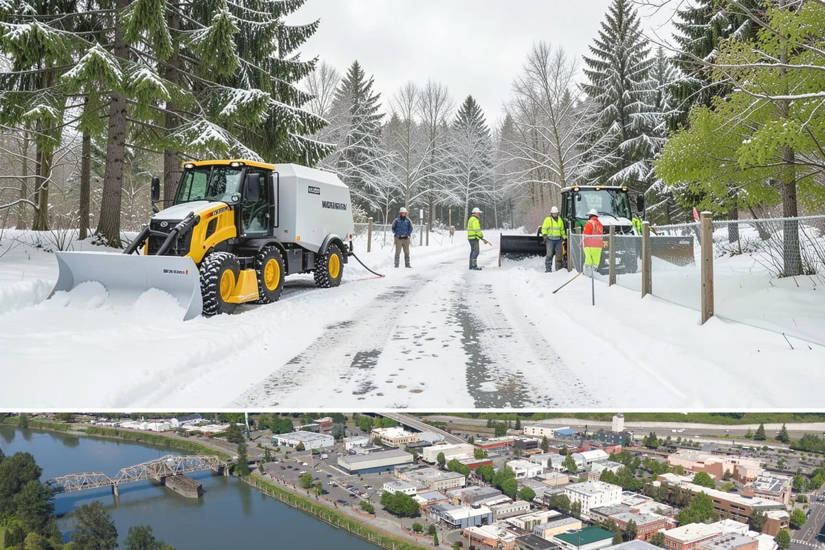 Gas Station Sidewalk Clearing in Mount Vernon, Skagit County, WA - Gas station demand is steady from late November through February, with 24-hour turnover keeping threshold ice a constant refreeze...