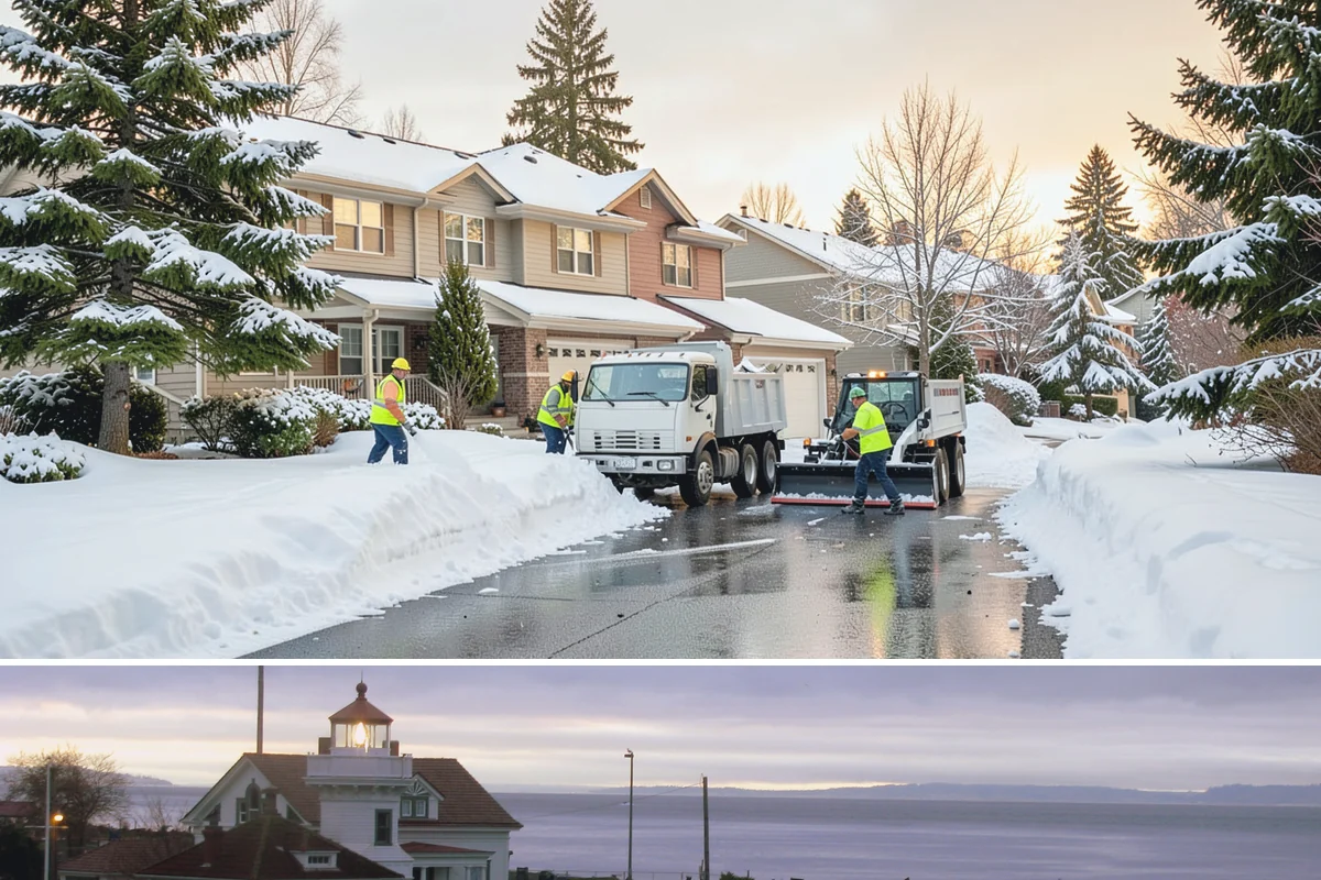 Gas Station Sidewalk Clearing in Mukilteo, Snohomish County, WA - Gas station demand is steady from late November through February, with 24-hour turnover keeping threshold ice a constant refreeze...