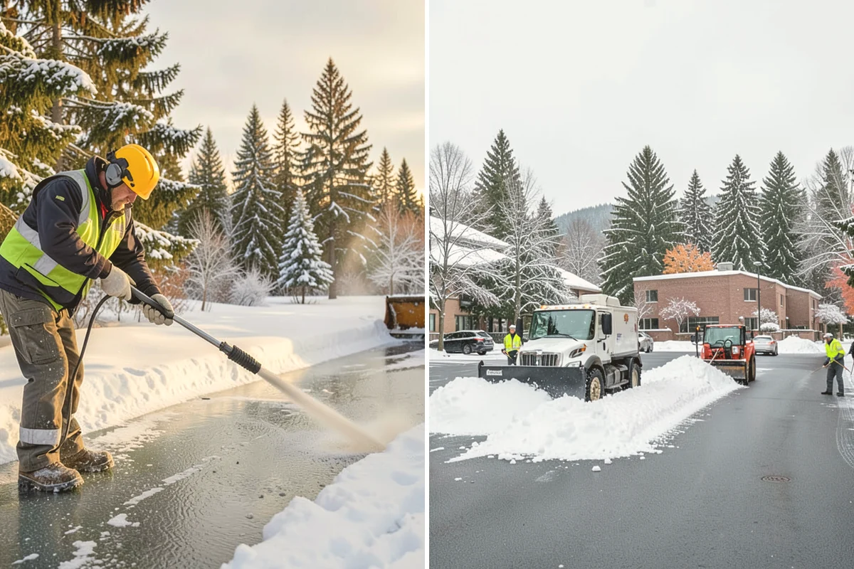 Gas Station Sidewalk Clearing in Newcastle, King County, WA - Clear the store entrance and threshold before it packs down