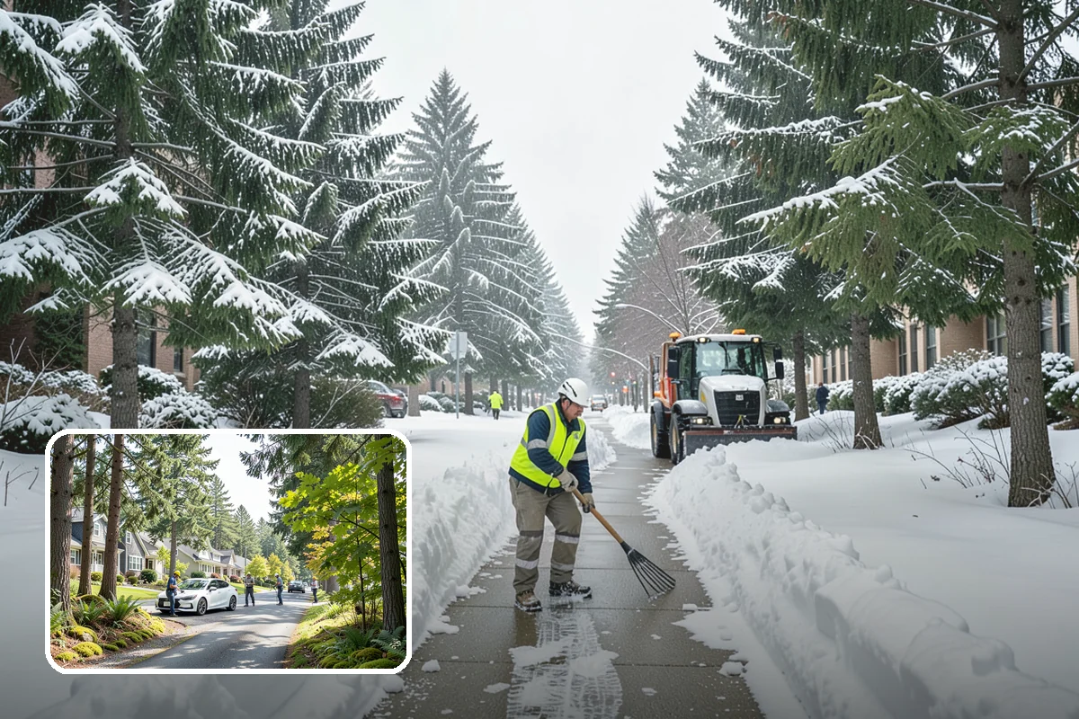 Gas Station Sidewalk Clearing in Normandy Park, King County, WA - Store entrance and pump-island walks kept clear around the clock