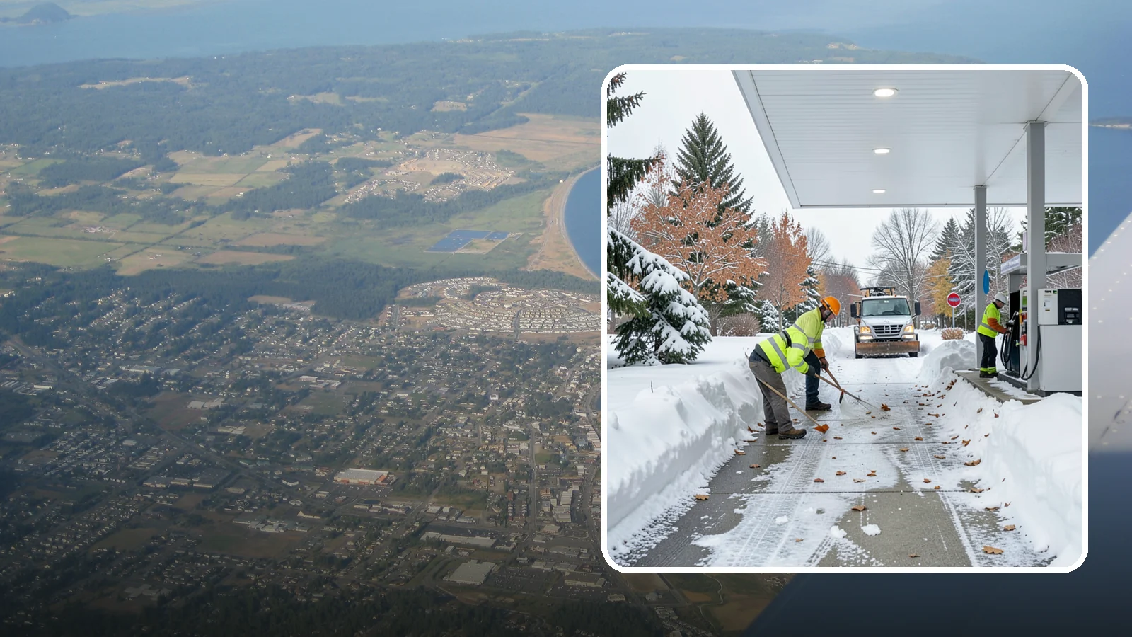 Gas Station Sidewalk Clearing in Oak Harbor, Island County, WA - Store-entrance and pump-walk clearing for Western Washington gas stations, keeping the high-turnover foot traffic safe around the...