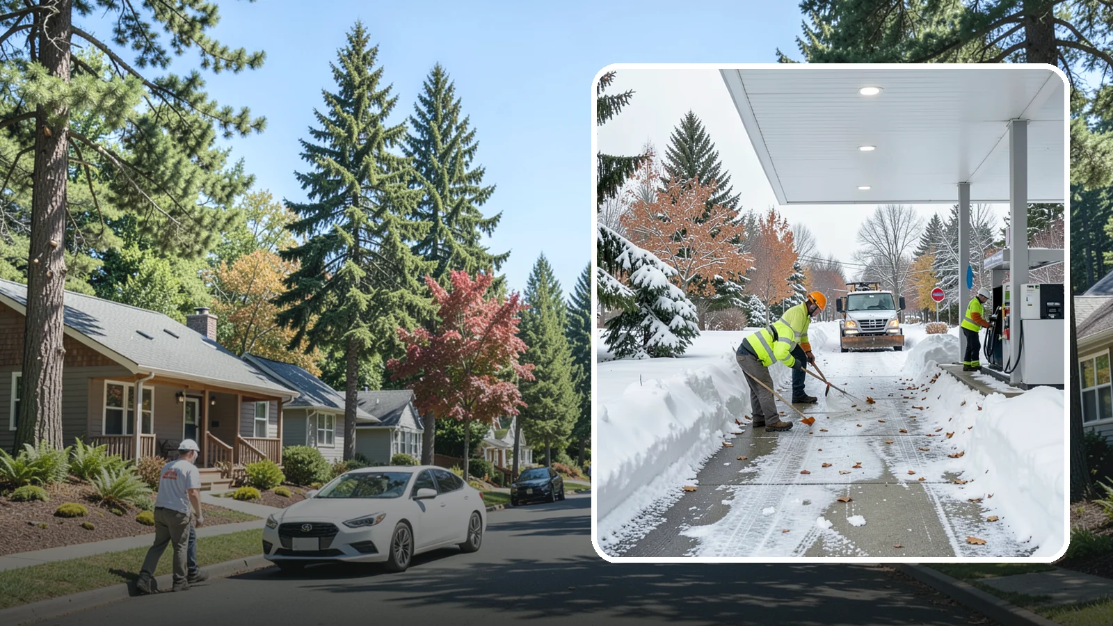Gas Station Sidewalk Clearing in Orting, Pierce County, WA - Store-entrance and pump-walk clearing for Western Washington gas stations, keeping the high-turnover foot traffic safe around the...