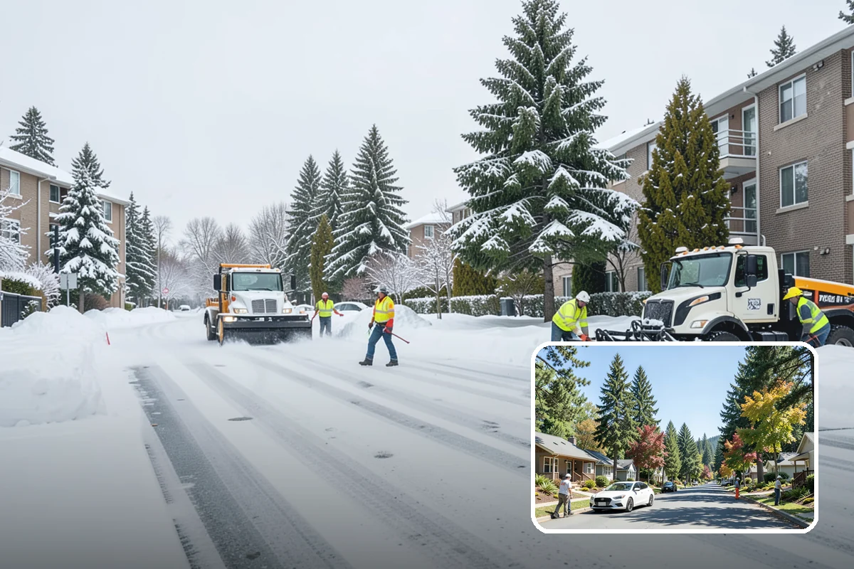 Gas Station Sidewalk Clearing in Orting, Pierce County, WA - Store entrance and pump-island walks kept clear around the clock
