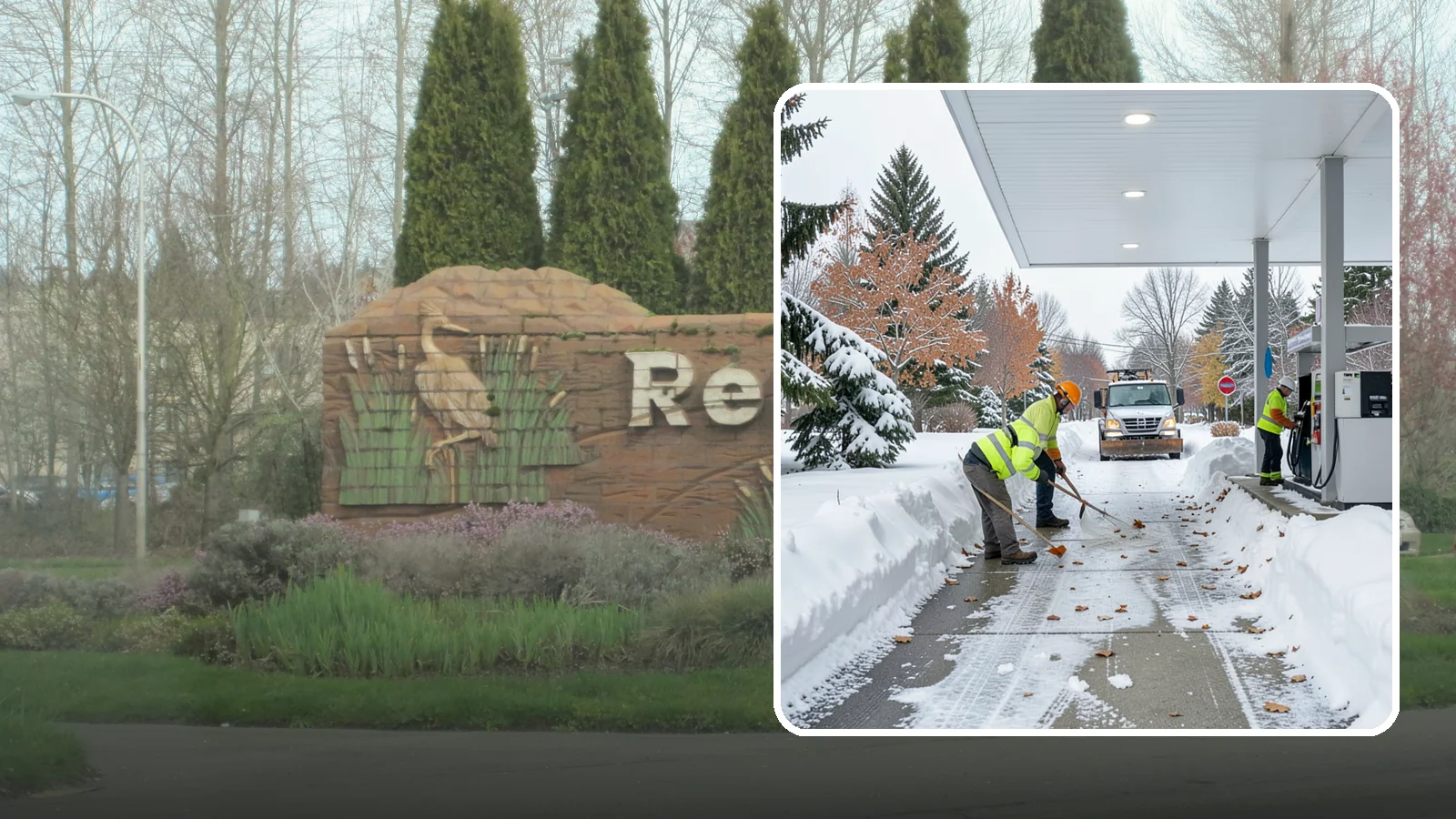 Gas Station Sidewalk Clearing in Renton, King County, WA - Store-entrance and pump-walk clearing for Western Washington gas stations, keeping the high-turnover foot traffic safe around the...