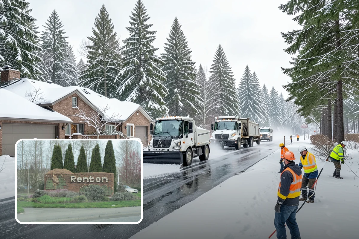 Gas Station Sidewalk Clearing in Renton, King County, WA - Store entrance and pump-island walks kept clear around the clock