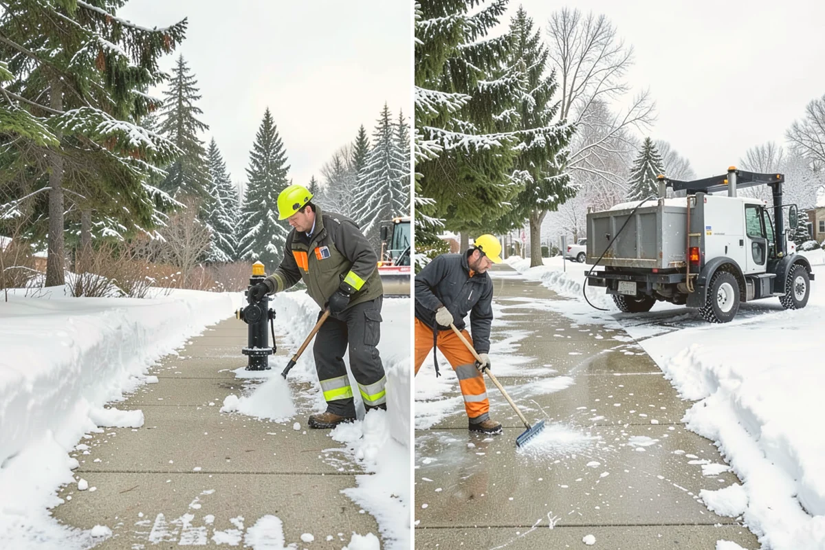 Gas Station Sidewalk Clearing in Sammamish, King County, WA - Clear the store entrance and threshold before it packs down