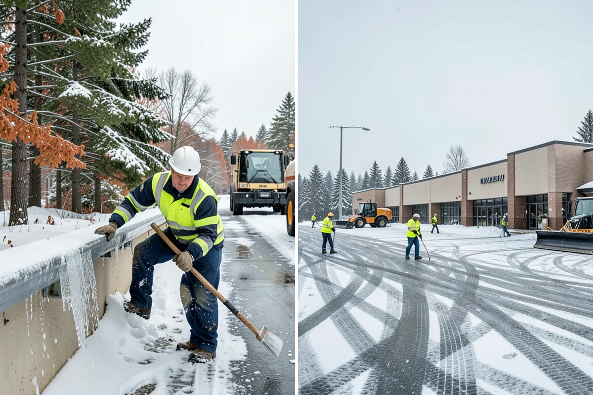 Gas Station Sidewalk Clearing in SeaTac, King County, WA - Clear the store entrance and threshold before it packs down