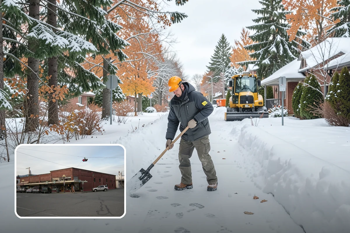 Gas Station Sidewalk Clearing in Sedro-Woolley, Skagit County, WA - Store entrance and pump-island walks kept clear around the clock