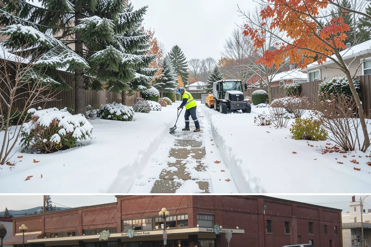 Gas Station Sidewalk Clearing in Sedro-Woolley, Skagit County, WA - Gas station demand is steady from late November through February, with 24-hour turnover keeping threshold ice a constant refreeze...