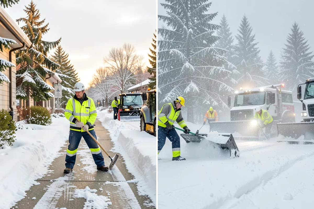 Gas Station Sidewalk Clearing in Shoreline, King County, WA - Clear the store entrance and threshold before it packs down