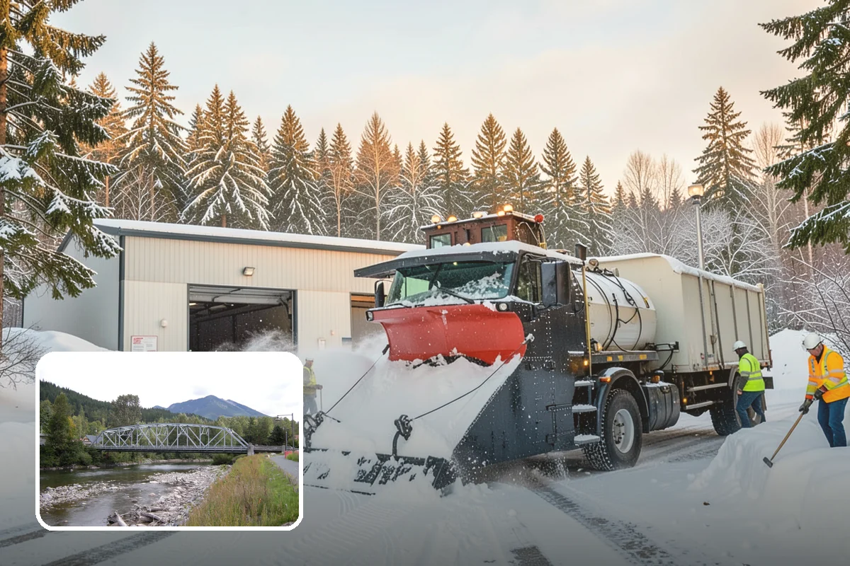 Gas Station Sidewalk Clearing in Skykomish, King County, WA - Store entrance and pump-island walks kept clear around the clock
