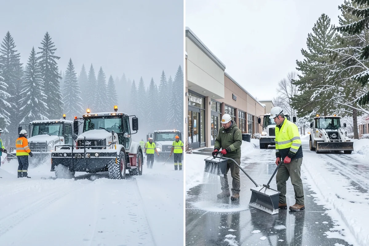 Gas Station Sidewalk Clearing in Skykomish, King County, WA - Clear the store entrance and threshold before it packs down
