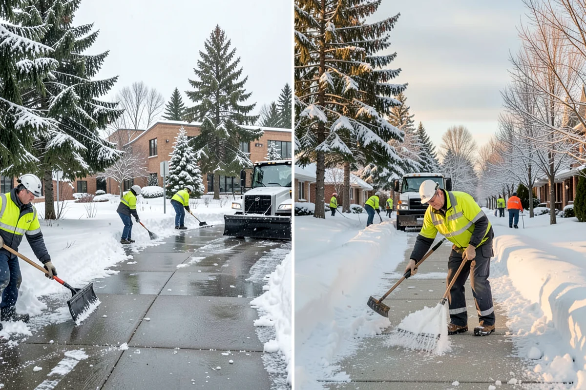 Gas Station Sidewalk Clearing in Snoqualmie, King County, WA - Clear the store entrance and threshold before it packs down